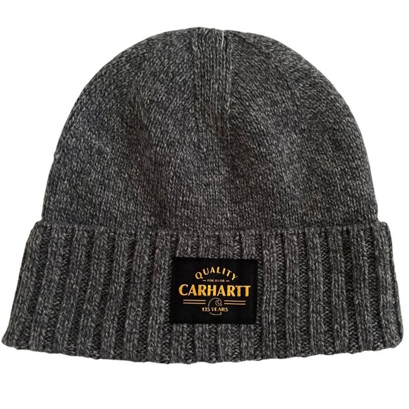 Carhartt NWT Wool Knit Beanie OS Gray Rib Cuff Quality Patch Workwear Gorpcore - Picture 1 of 6